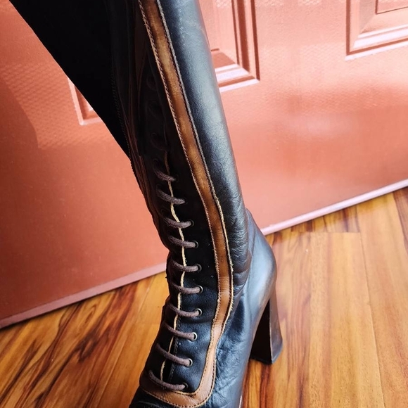 Jeffrey Campbell Black and Brown Lace Up Boots - Picture 3 of 8